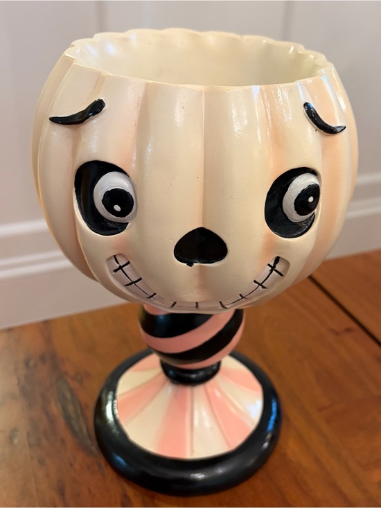 Toil and Trouble Other - Toil & Trouble Pink Pumpkin Candy Bowl Whimsical Pastel Halloween Pedestal Rare
